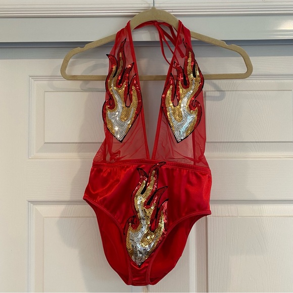 Club Exx Sequin Flame Bodysuit - Picture 1 of 6